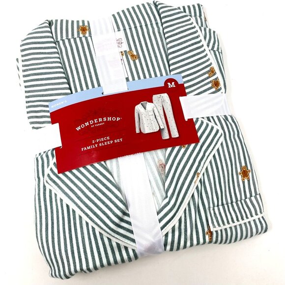 Target Women's Gingerbread Striped Flannel Long Sleeve Shirt Pants PJ Set - Picture 3 of 12